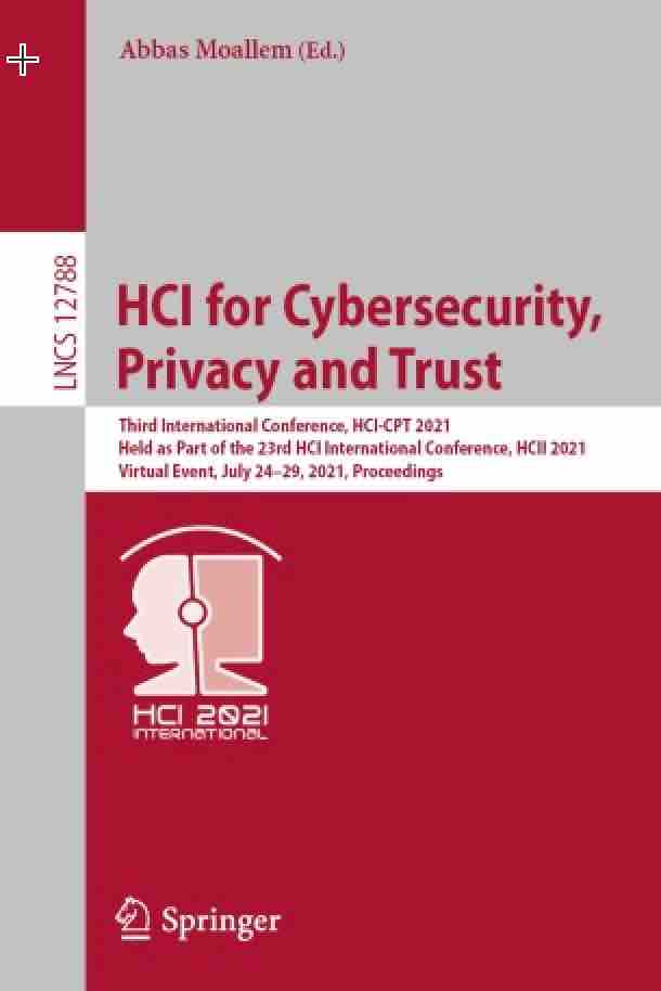 HCI in Cybersecurity and Trust Book